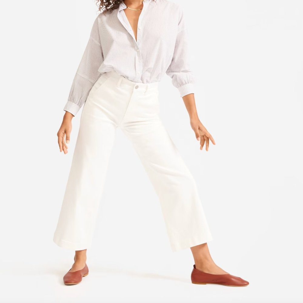 EVERLANE Wide Leg Crop Pants, White, Size 6 (sold out online!)